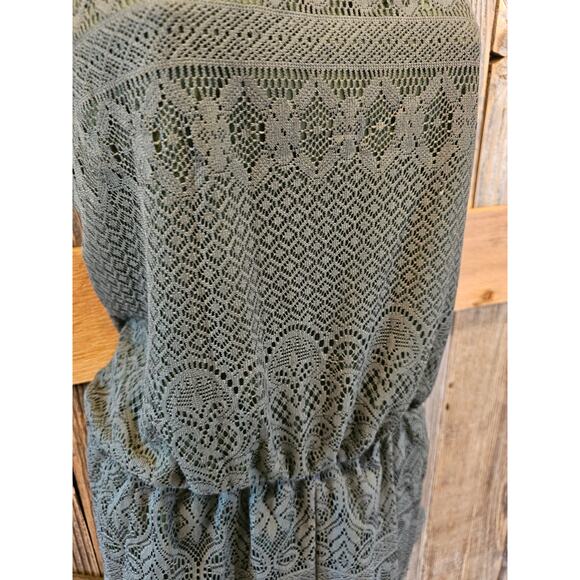 Bobbie Brooks size L large green lace lined short romper summer whimsigoth EUC - Picture 2 of 9